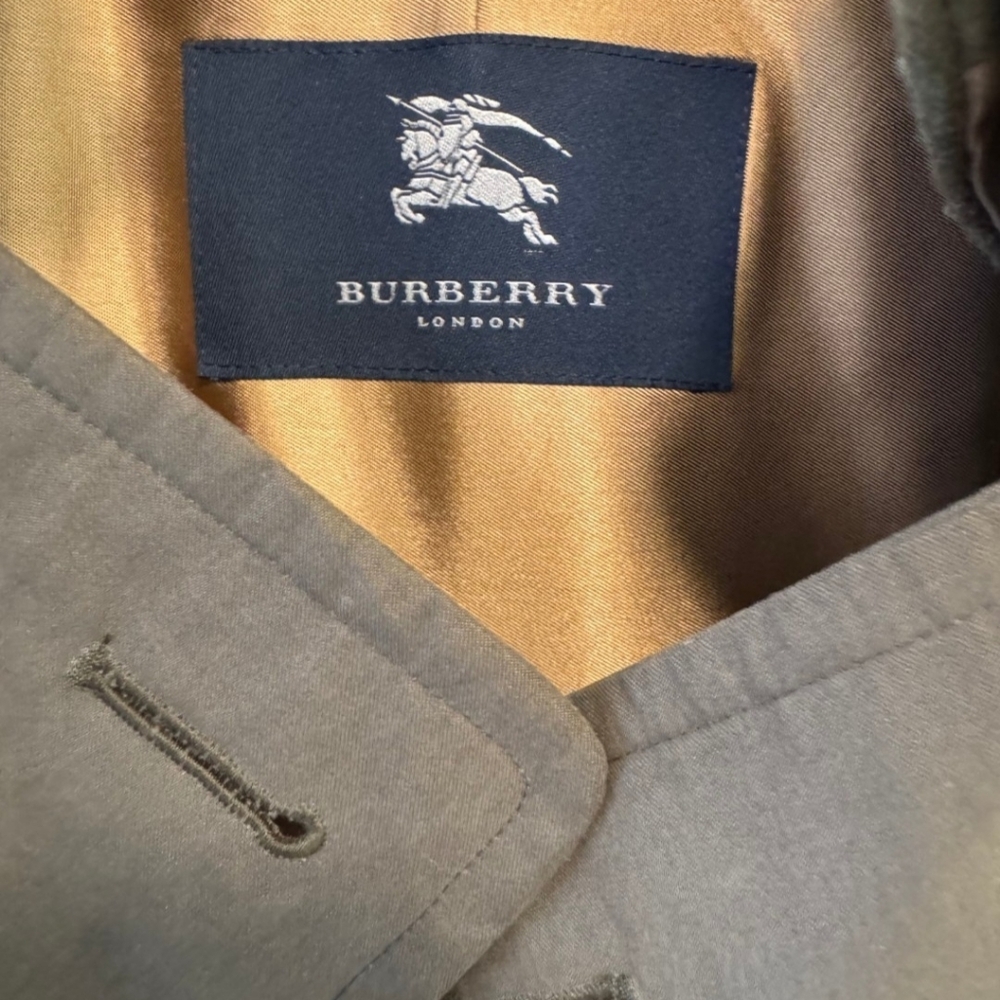 Men's Burberry Olive Trench W Zip Out Wool Lining - Picture 2 of 7
